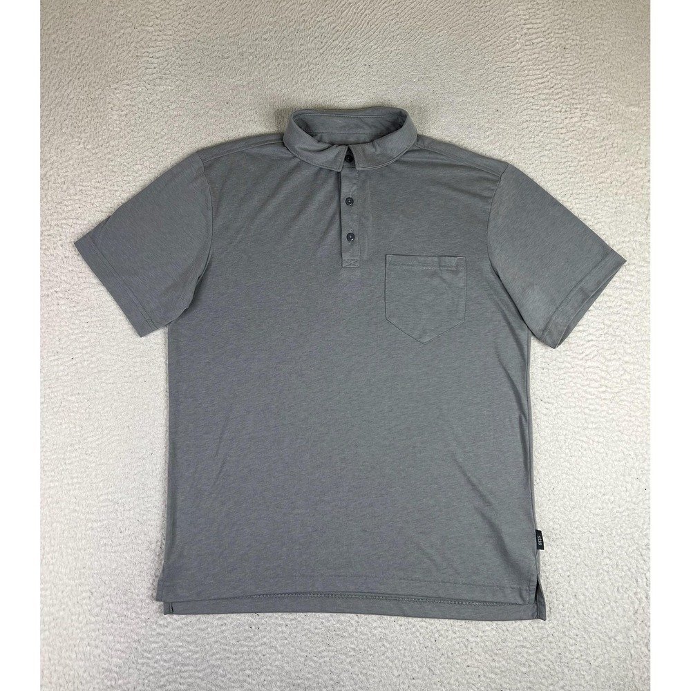 Stio Mens Gray Recycled Polyester Organic Cotton Pocket Polo Shirt SS24LEN2 M